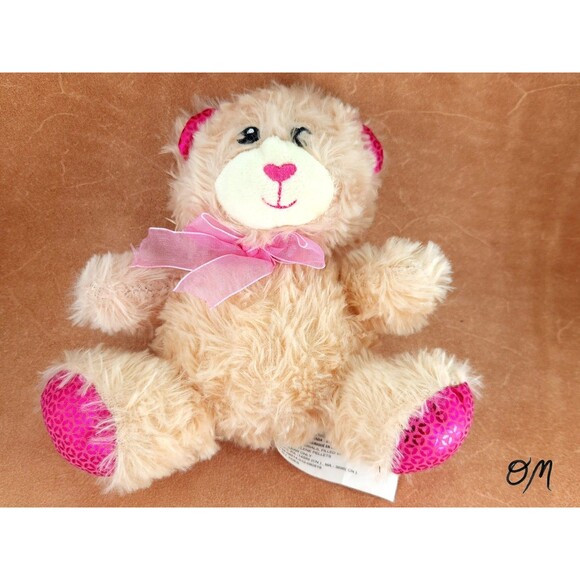 Greenbrier International Tan and Pink Teddy Bear ~ 7 inches - Picture 1 of 5